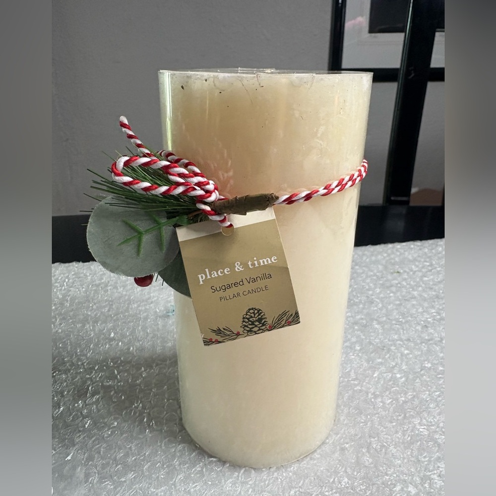 Place & Time Sugared Vanilla Pillar Candle